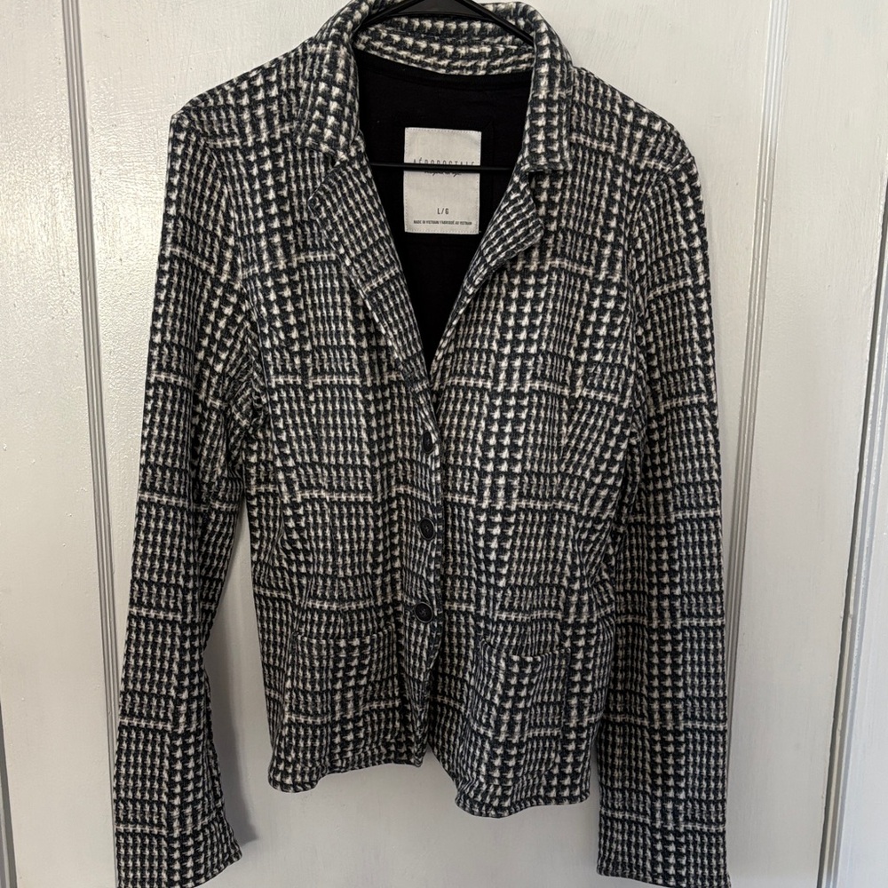 Liz Claiborne Black and White Checkered Blazer
